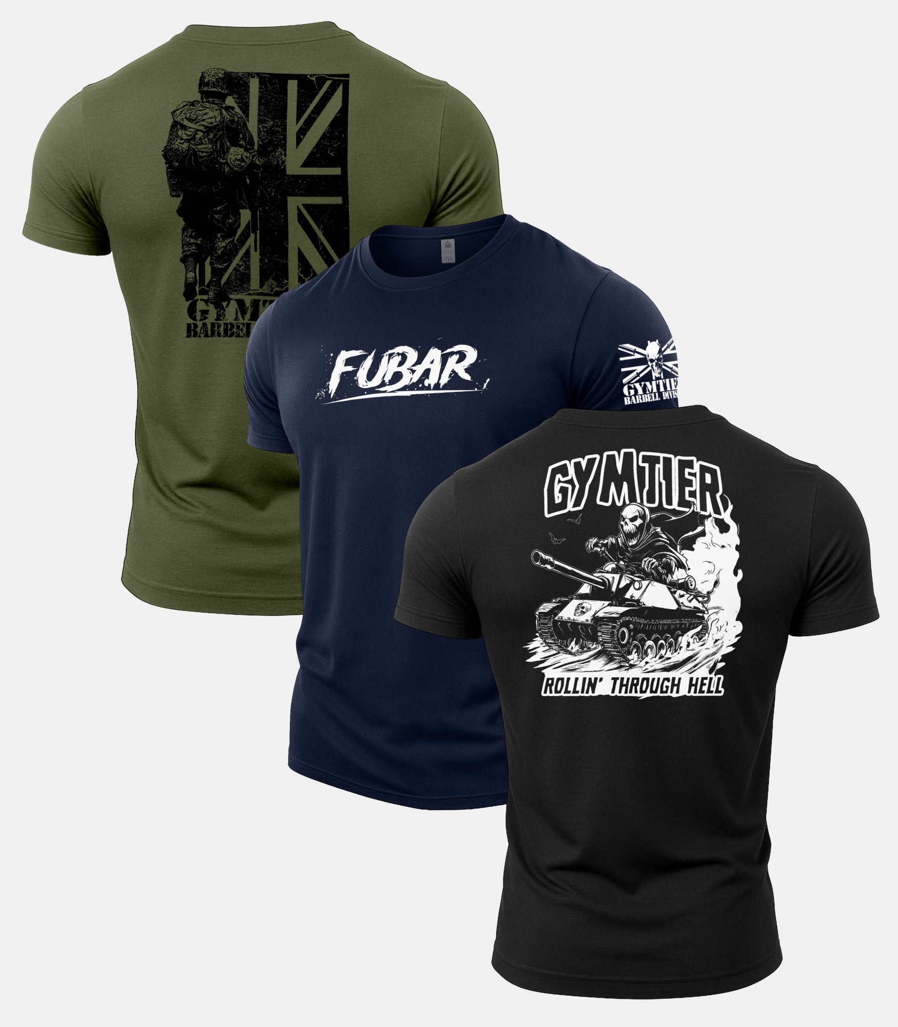 Gymtier Barbell Division - FUBAR Gym T-Shirt 3 Pack