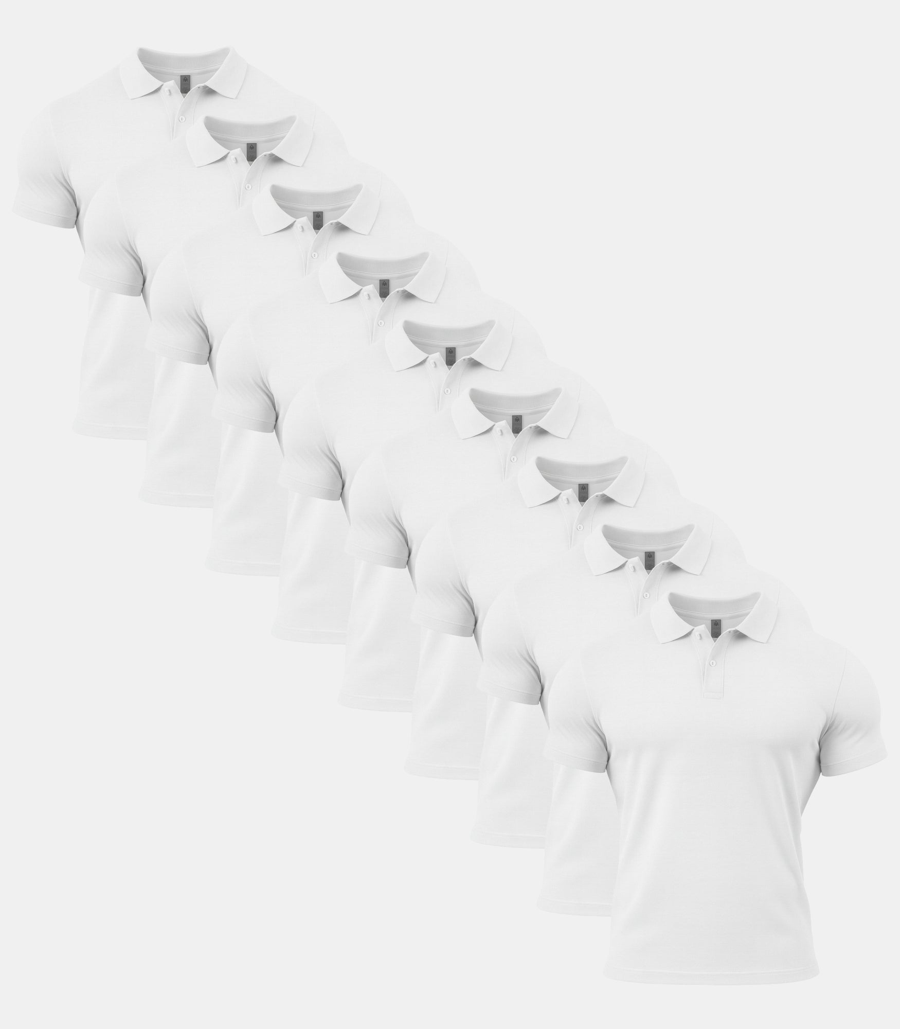 All White Polo Shirt 9 Pack