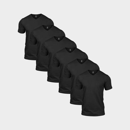 All Black V-Neck 6 Pack