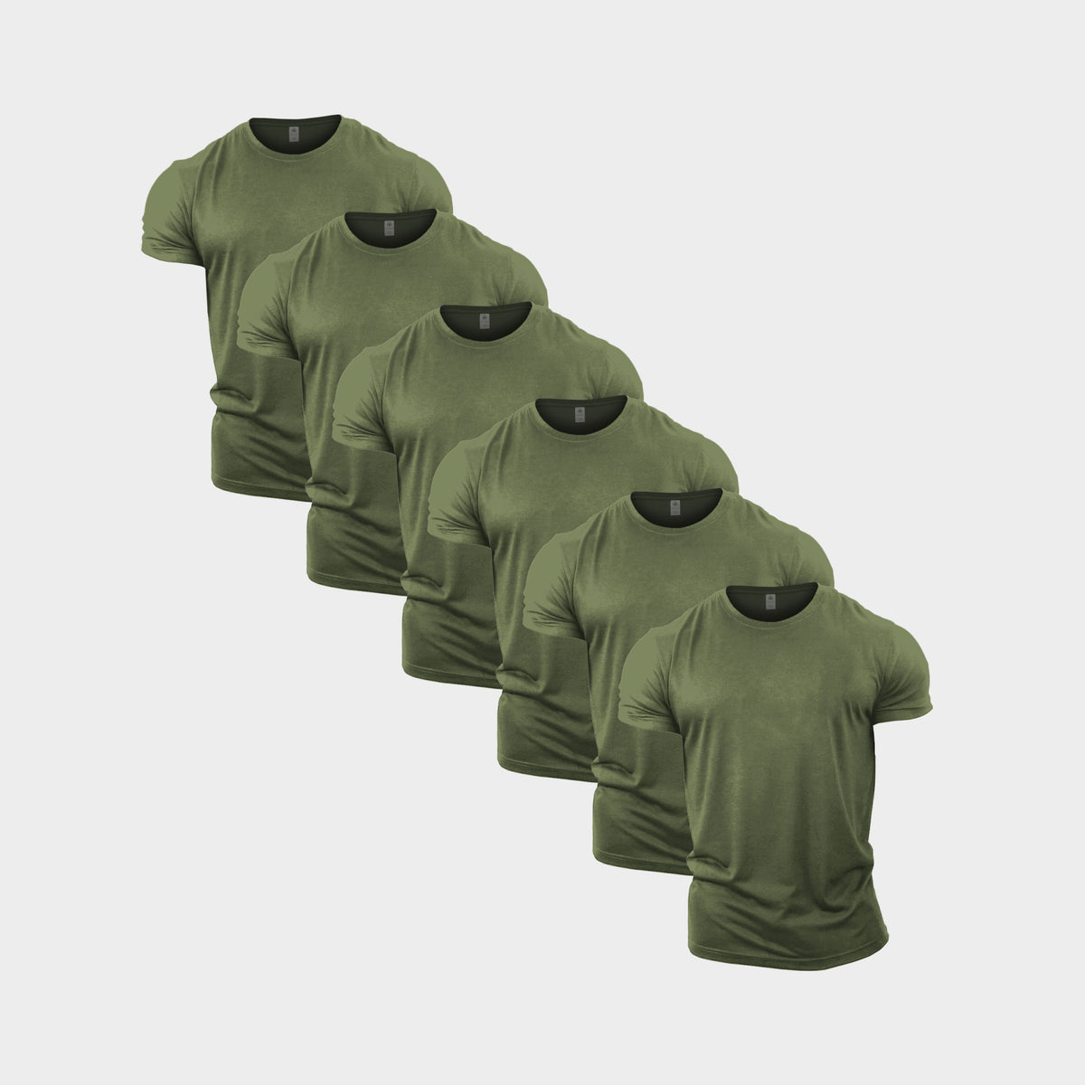 All Green Crew Neck T-Shirt 6 Pack