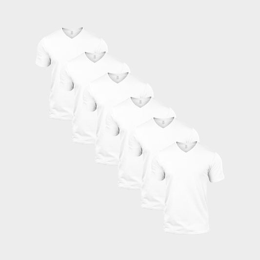 All White V-Neck 6 Pack