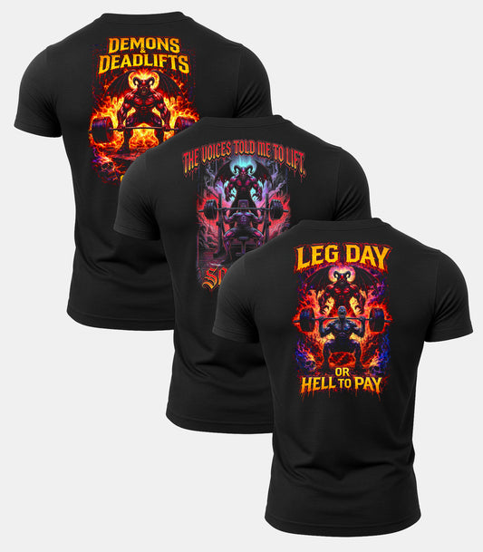 Demons & Deadlifts Gym T-Shirt 3 Pack