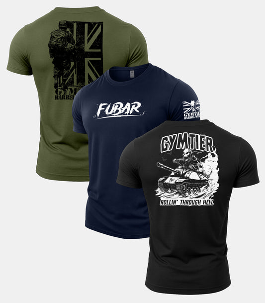 Gymtier Barbell Division - FUBAR Gym T-Shirt 3 Pack