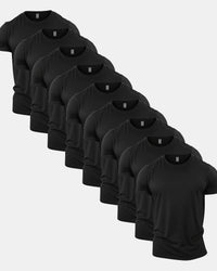 All Black Crew Neck T-Shirt 9 Pack