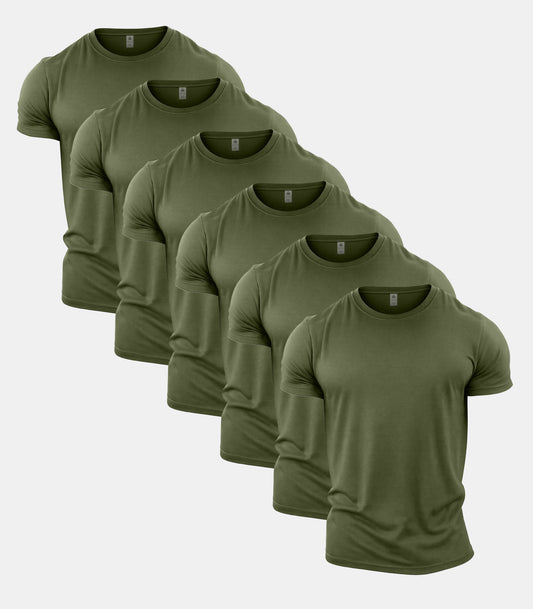 All Green Crew Neck T-Shirt 6 Pack