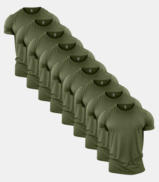 All Green Crew Neck T-Shirt 9 Pack