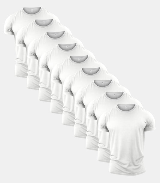 All White Crew Neck T-Shirt 9 Pack