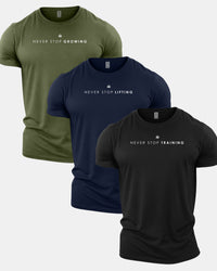 Never Stop Training Gym T-Shirt 3 Pack