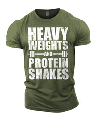 Heavy Weights and Protein Shakes - Gym T-Shirt