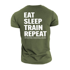 Gymtier Barbell Club - Eat Sleep Train - Gym T-Shirt