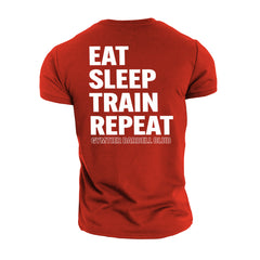 Gymtier Barbell Club - Eat Sleep Train - Gym T-Shirt