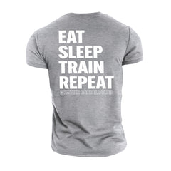 Gymtier Barbell Club - Eat Sleep Train - Gym T-Shirt