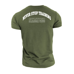 Gymtier Barbell Club - Never Stop Training - Gym T-Shirt